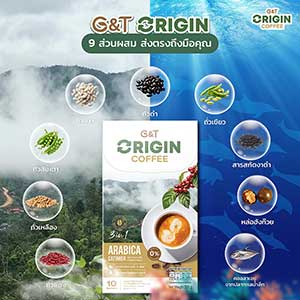 G&T Origin Coffee Instant Coffee Mellow Weight Loss Healthy Snack Arabica Roasted Omkoi Chiang Mai 10 Sachets/Pack 