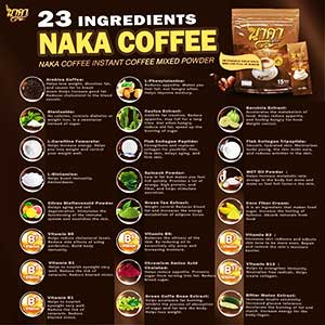 Naka Instant Coffee Mixed Powder Espresso 15 Sachets/Pack Weight Loss Slim Healthy