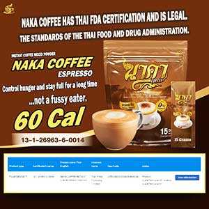 Naka Instant Coffee Mixed Powder Espresso 15 Sachets/Pack Weight Loss Slim Healthy