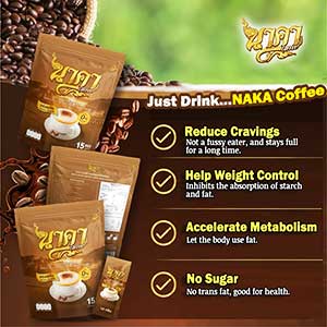 Naka Instant Coffee Mixed Powder Espresso 15 Sachets/Pack Weight Loss Slim Healthy