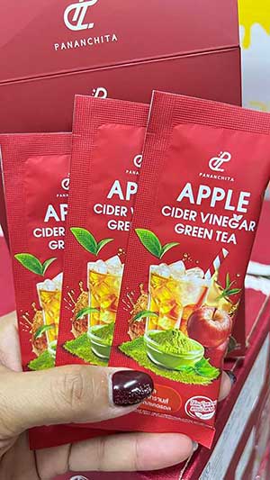 Pananchita Apple Cider Vinegar Green Tea 10 Sachets/Box (120g) Dietary Supplement For Weight Loss Deit Slim 